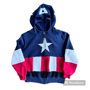 Mad Engine Marvel Boys Captain America Hoodie Zip Jacket Mask on Hood Size 7